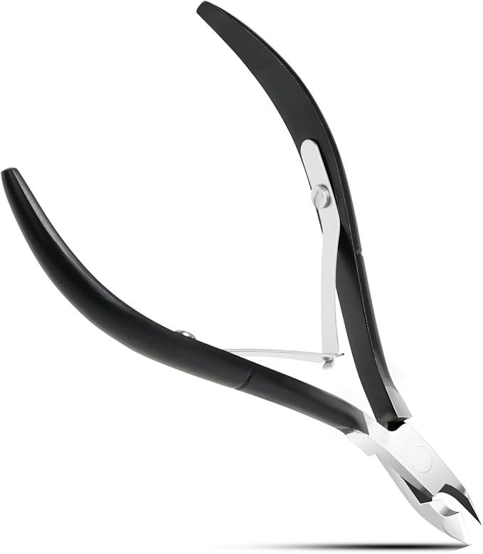Cuticle Nippers Kit: Precision Coated Stainless Steel Cuticle Trimmer Remover for Fingernails and Toenails, Cutter for Manicure Pedicure, Nail Clippers Tools for Women (Black- 1 PACK)