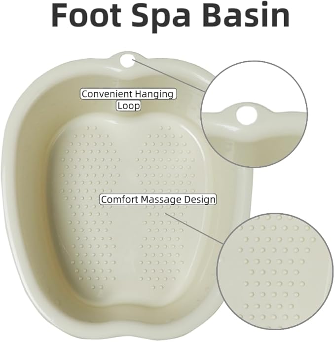 Ytterbium Foot Soaking Bath Basin, Large Massage Foot Soaking Tub, Plastic Home Spa Pedicure Bucket, Relaxation & Stress Relief, Suitable for Women & Men (Pink)
