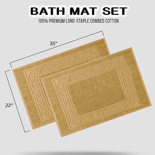 Superior Hotel & Spa Quality Bath Mat Set of 2, Made of Long-Staple Combed Cotton, Durable and Washable Bathroom Mat 2-Pack - Toast, 22" x 35" each - Image 3