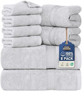 Utopia Towels 8 Piece Luxury Towel Set – Majestic Plush, Super Absorbent & Quicker-to-Dry, Thick 100% Ring Spun Cotton Towels for Bathroom, Spa & Hotel – 2 Bath, 2 Hand, 4 Washcloths, Silver by UTOPIATOWELS