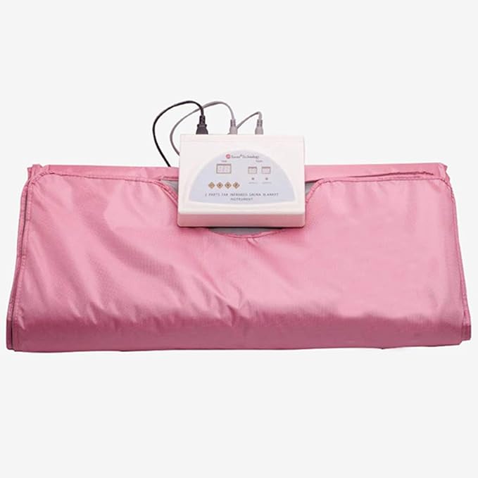 Elitzia Portable Far Infrared Sauna Blanket for Home Dual-Zone Heating Remote Control 95-176°F Adjustable Waterproof & Easy Clean Oxford Fabric Overheat Protection 70.9"x31.5" Pink