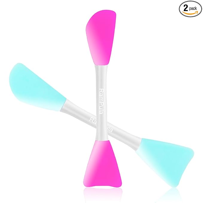 RamPula Mask Applicator Silicone Face Brush Face Mud Cream,Clay Mask,DIY,Modeling Mask Brushes DIY Mud Mixing Spatula Double-end Handheld Scoop Skin Care Make up Foundation Gel Cosmetic Tool