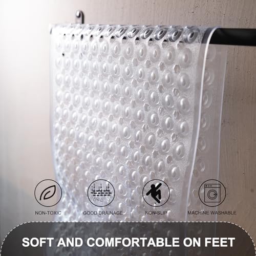 TEESHLY Bath Tub and Shower Mats, Non Slip 40 x 16 Inch Extra Long Bathtub Mat, Machine Washable Bathmat with Drain Holes, Suction Cups for Bathroom Floor, Clear - Image 5