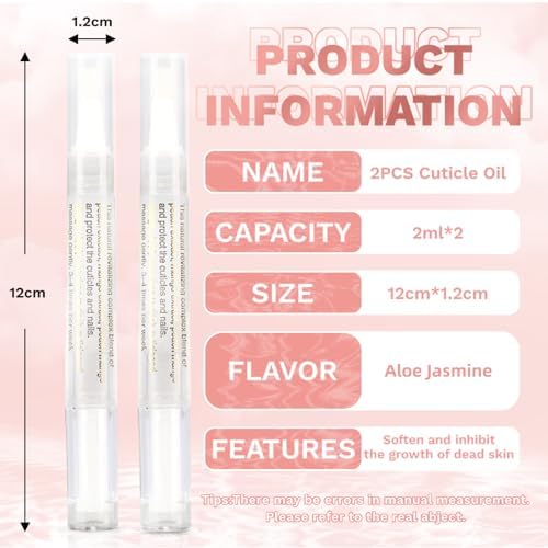 Meschett 2PCS Cuticle Oil Pens for Nail Care, Moisturizing Nail Oil Pen with Soft Brush, Hydrating Cuticle Oil for Dry Nails & Cuticles (Aloe & Jasmine Flavor) - Image 2