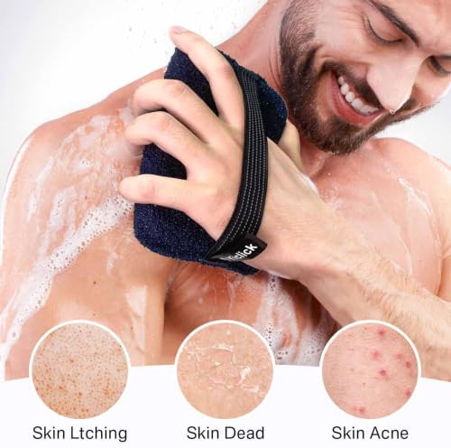 Exfoliating Body Scrubber & Shower Exfoliator – Mens Body Scrubber & Womens Sponge, Exfoliating Washcloth with Handle, Dead Skin Remover Loofah for Men (2 Pack) - Image 5