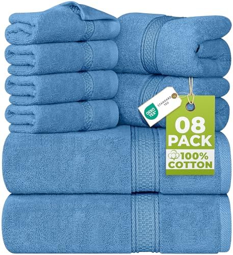 Utopia Towels 8 Piece Majestic Plush Luxury Towel Set, Cotton, Electric Blue by UTOPIATOWELS