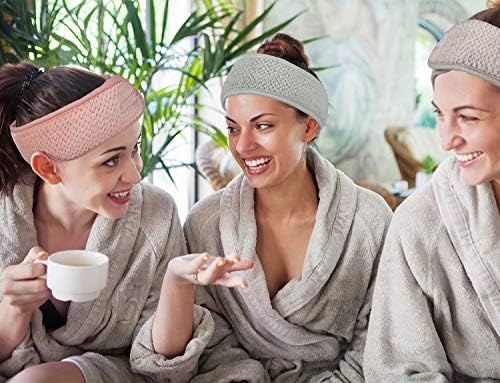 Whaline 8 Pack Spa Facial Headband, Pea Green, Pink, Beige, Light Gray - Image 5