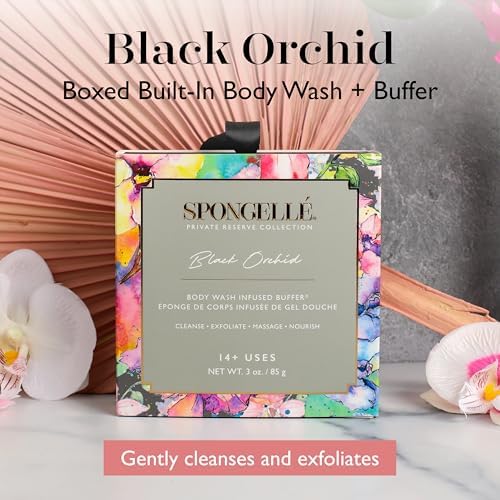 Spongellé Black Orchid Wild Flower Bath Sponge with Box for Mothers Day Gift | Built-in Body Wash & Body Scrubber, Shower Loofah Sponge for Women | 14+ uses - Image 2