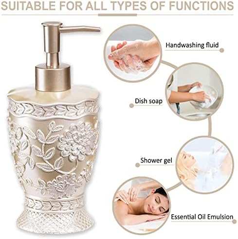Zahari Home 4pc Rose Vine Bathroom Accessories Sets Lotion Pump, Tumbler, Tooth Brush Holder and Soap Dish Unique Design Beige Bathroom Set - Image 3
