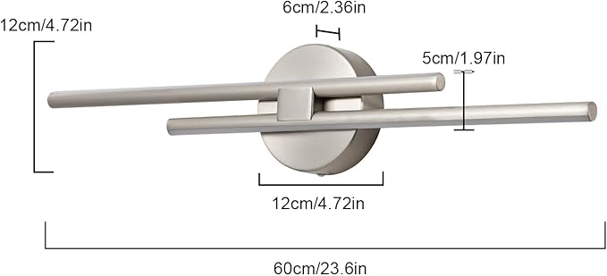 EDISLIVE Dimmable Modern LED Vanity Light Fixtures Bathroom Vanity Wall Lighting, 23.6 in Mirror Vanity Lighting Fixtures for Bathroom Bedroom Makeup Living Room, Nickel