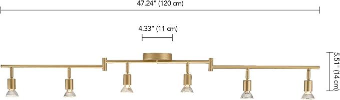 Globe Electric 57505 Payton 6-Light Foldable Track Lighting, Painted Brass