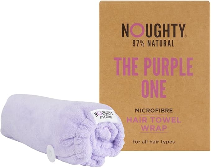 Noughty 97% Natural Purple Microfibre Hair Towel, Hair Towel Wrap Quickly Absorbs Moisture, Reduces Breakage, Combats Frizz, Purple