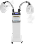 800W Nano Hooded Hair Steamer, Professional Micro Mist Hair Care Steamer with 2 Steam Caps, Salon Hair Deep Conditioning Machine with Adjustable TEM 33.8-167℉ & Timer for Home Salon SPA Use (White)
