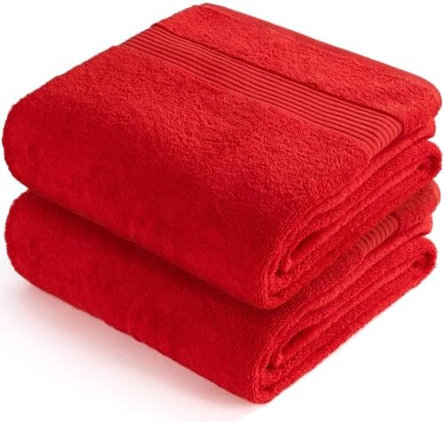 Cotton Paradise 100% Cotton Turkish Towel Set, Soft Absorbent Quick Dry, 2 Piece 35x70 Bath Sheet Set, Red - Image 6