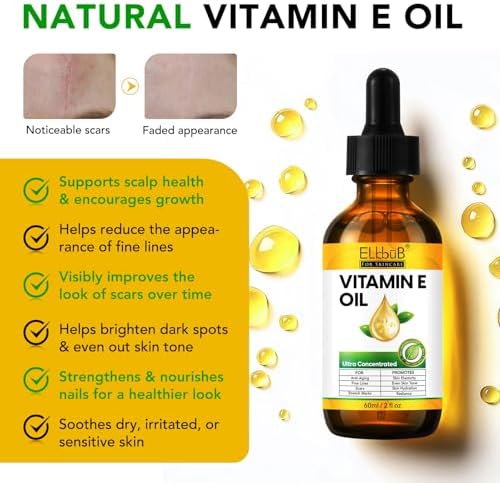ELBBUB Premium Vitamin E Oil - Ultra Concentrated - Moisturizes, Improves Appearance of Scars & Stretch Marks, Skin Hydration - for Face, Body, Hair, and Nails - Image 5