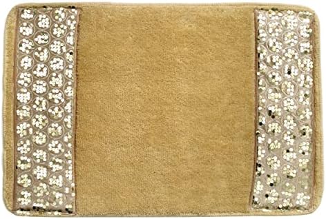 Zahari Home Sinatra Modern Bathroom Rug Classic Luxury Bath Rug Contemporary Decor Champagne Gold Bath Mat for Shower Unique Design Stylish Bathroom Rug Bath Shower Tub Décor by ZahariHome