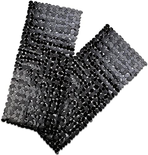 SONGZIMING Bathtub Mat Non Slip 2 Pack, 35 x 16 Inches Pebble Shower Mat with Suction Cups and Drain Holes, Bath Mat for Shower,Bathroom tub (Black) by HOME