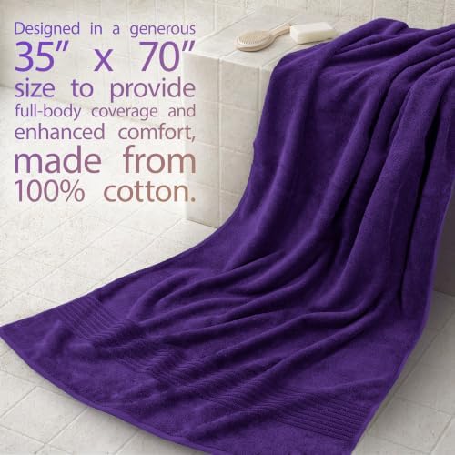 Cotton Paradise 100% Cotton Turkish Towel Set, Soft Absorbent Quick Dry, 2 Piece 35x70 Bath Sheet Set, Violet Purple - Image 2