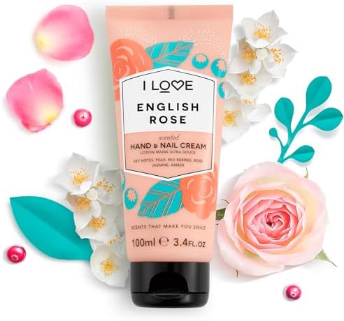 I LOVE English Rose Scented Hand and Nail Cream - Hand Cream for Dry Hands - Vitamin E, Coconut Oil, and Shea Butter - Silicone Free - 3.4 oz - Image 2