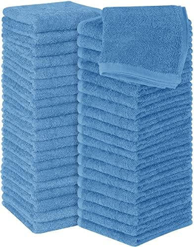 Utopia Towels 60 Pack Cotton Washcloths Set, 100% Ring Spun Cotton, Premium Flannel Face Cloths, Highly Absorbent and Soft Feel Fingertip Towels, Electric Blue by UTOPIATOWELS