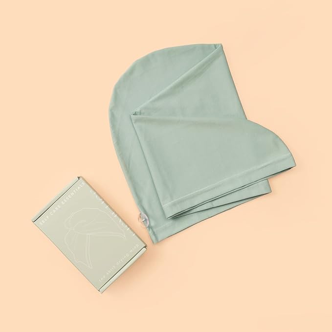 Tee Shirt Drying Wrap, Frizz Free, Soft & Lightweight&Flexible, Hair Drying Turban, Gentle Drying Towel Wrap with Button, for Long Hair (Sage)