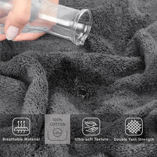 Cotton Paradise 100% Cotton Turkish Towel Set, Soft Absorbent Quick Dry, 2 Piece 35x70 Bath Sheet Set, Dark Gray - Image 4