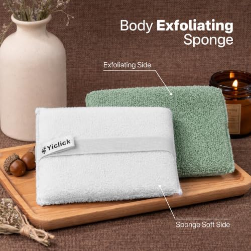 Exfoliating Body Scrubber (2 Pack), Body Scrubber Exfoliator, Exfoliating Sponge for Shower Bath, Shower Loofah Luffa Lufa with Handle for Men Women, Dead Skin Exfoliator for Body Scrub - Image 2