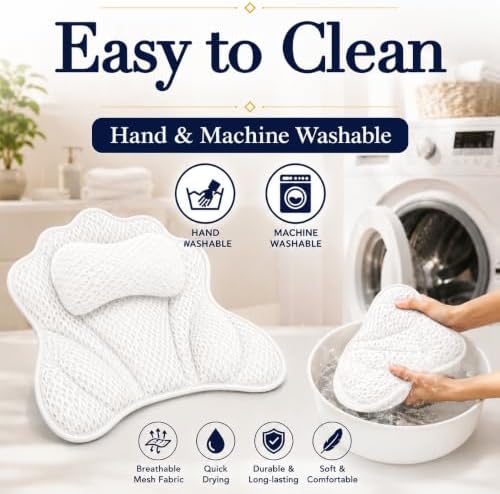 Luxe Bath Pillow for Tub Quick-Dry 4D Mesh,Head, Neck & Back Support(White) - Image 7
