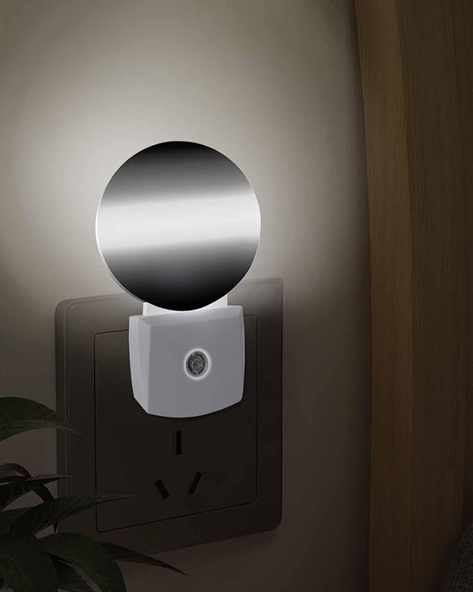 Night Lights Auto Sensor Black Ombre Night Light Solid Color Round Lamp Plug-in LED Nightlights Dusk to Dawn for Living Room Bedroom Bathroom Hallway Wall Decor