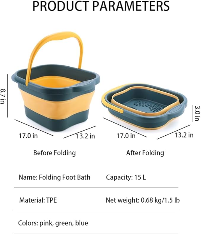 WMHYLYH Collapsible Pedicure Foot Spa Bath Massager for Dry Cracked Feet, Feet Soaking Tub with Massage Acupoint, Pedicure Foot Soak Basin Plastic Bucket with Handle(White)