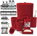 Clara Clark Bathroom Set - Christmas Bathroom Accessories Set, 11PC Bathroom Accessory Set, Christmas Bathroom Sets with Adhesive Corner Shower Caddy Hanging, Toilet Brush, Trash Can & Soap Dispenser by ClaraClark