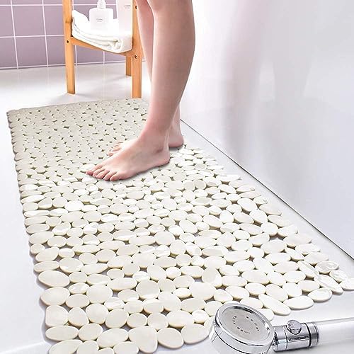 SONGZIMING Bathtub Mat Non Slip 2 Pack, 35 x 16 Inches Pebble Shower Mat with Suction Cups and Drain Holes, Bath Mat for Shower,Bathroom tub (Beige) - Image 7