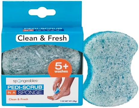 Spongeables Pedi Scrub Foot Exfoliating 5+ Wash Travel Sponge, Clean & Fresh, 1 Count by Spongeables