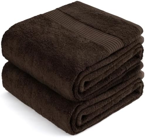 Cotton Paradise 100% Cotton Turkish Towel Set, Soft Absorbent Quick Dry, 2 Piece 35x70 Bath Sheet Set, Chocolate Brown - Image 6