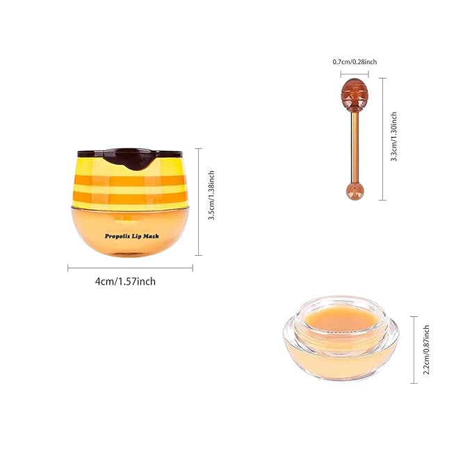 6 PCS Bee Lip Balm Honey Pot,Lip Mask Propolis Moisturizing,Prevention Dry Cracked Lip Scrubs Exfoliator Lip Wrinkle Skin Care Products (Honey & Strawberry & Coconut & Mint & Watermelon & Apple Lime)