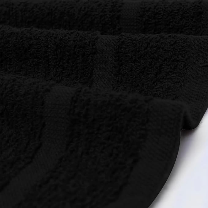 Avalon Towels Cotton Washcloths 24-Pack – 12 x 12 Inch Black Super Soft & Absorbent Ring-Spun Cotton Wash Cloths for Face, Bath, Spa, Gym, Hotel & Cleaning