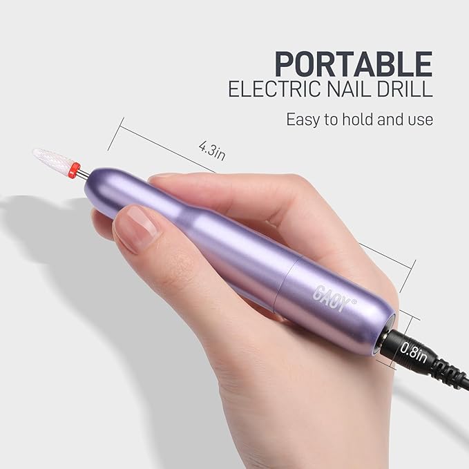 GAOY Electric Nail Drill for Acrylic and Gel, USB Electric Nail File, Portable Efile with Drill Bits, Manicure Pedicure Tools for Home Salon, Purple