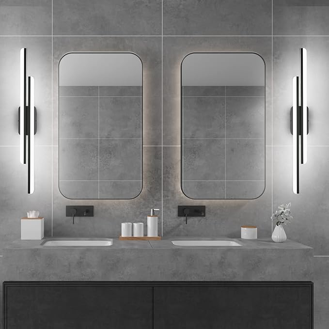 Ralbay 40" LED Black Vanity Light 40W Frosted Aluminum Modern LED Black Bathroom Vanity Light Fixtures Over Long Mirror LED Modern Bath Lighting 6000K White Light
