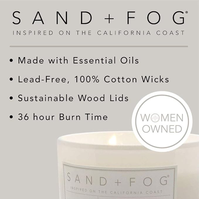 Sand + Fog Scented Candle - Midnight Blue Citrus – Additional Scents and Sizes – 100% Cotton Lead-Free Wick - Luxury Air Freshening Jar Candles - Perfect Home Decor – 12oz