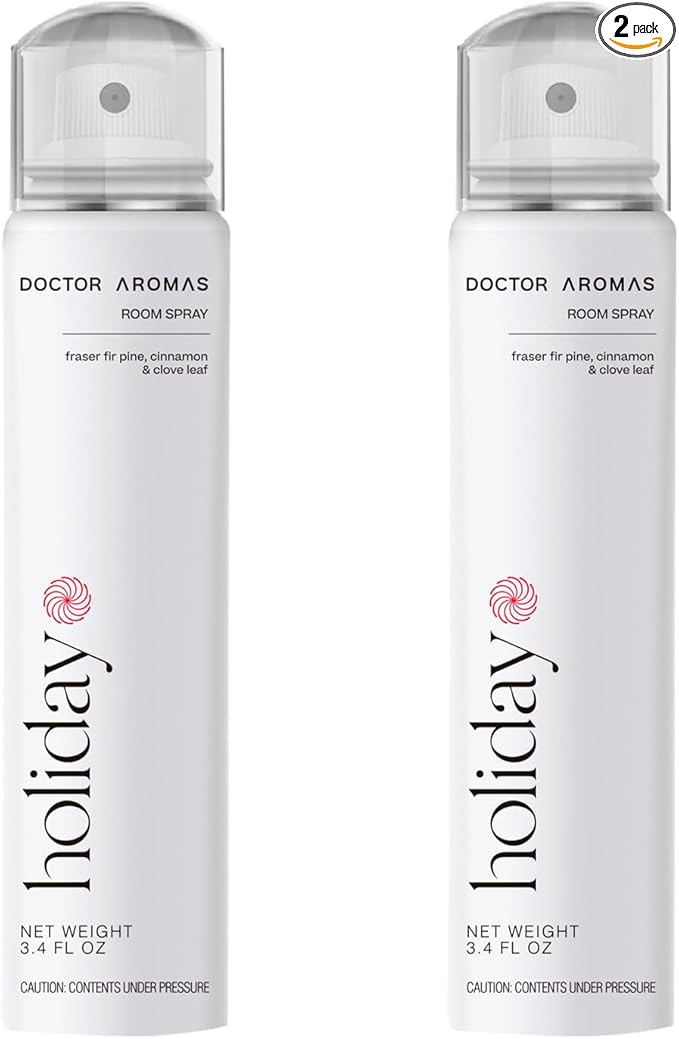 Doctor Aromas Premium Air & Room Spray – Pine & Cinnamon Long-Lasting Fragrance for Home, Bedroom or Bathroom – Powered by Everspray Tech (Pack of 2, Holiday)