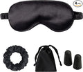 Silk Satin Sleeping Eye Mask, Black Sleep Eye Mask Night Blindfold for Women and Men, Soft Breathable Blackout Eyeshade Eye Cover for Travel, Wedding Bridesmaid Gift