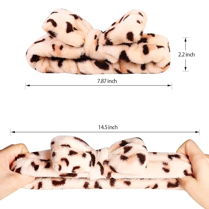Hishexin 8 Pack Spa Headbands for Women, Soft Bow Skincare Headband for Washing Face, Skincare, Salon & Makeup, Bulk Spa Party Favors, Ideal Christmas Gifts or Stocking Stuffers for Teen Girls