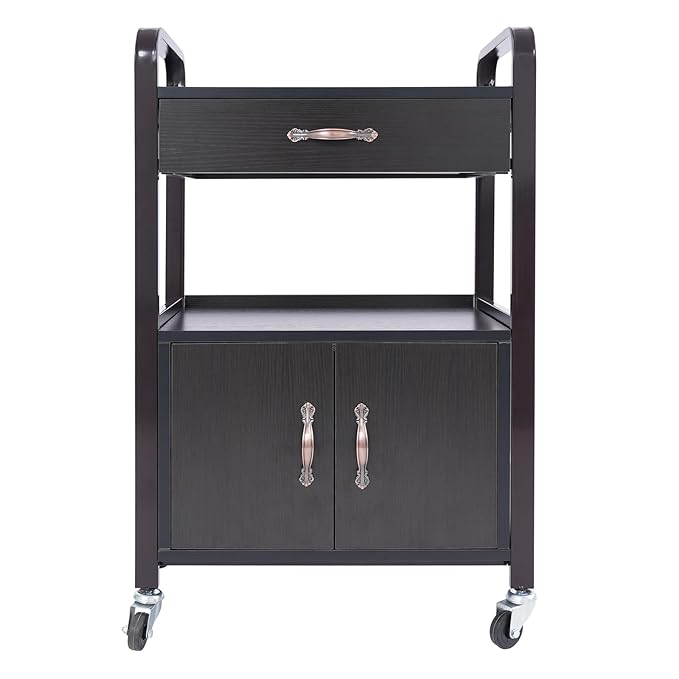 Salon Cart,Salon Storage Cart with Drawers, 4 Wheels and Handles, Movable Beauty Organizer, Salon Trolley for Beauty Salons, Barber Shops, Nail Salons, Spas (Black)