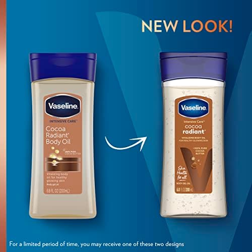 Vaseline Intensive Care Cocoa Radiant Pack of 3 for Glowing Skin Body Gel Oil Made with Pure Cocoa Butter + Replenishing Oils 6.8 oz, (Pack of 6) - Image 3