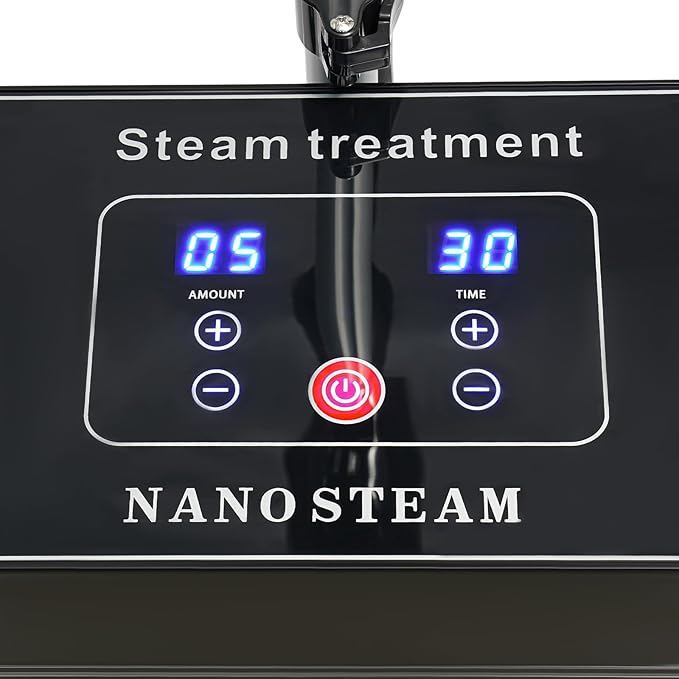 3 In 1 Standing Nano Hair Steamer Heated Micro Mist Spray Negative Ion Blue Light Hair Care Nanoscale Steamer for Deep Conditioning with Removable Nozzle & Wheels, 10 Levels Fog Output, 0.13Gal Tank