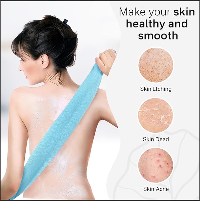 Yiclick 2PCS Exfoliating Washcloth Towel - Exfoliating Body Scrubber Exfoliator, Loofah Sponge Wash Cloth, Korean & Japanse & African Net Sponge Rag - Back Scrubber Washer (Blue)