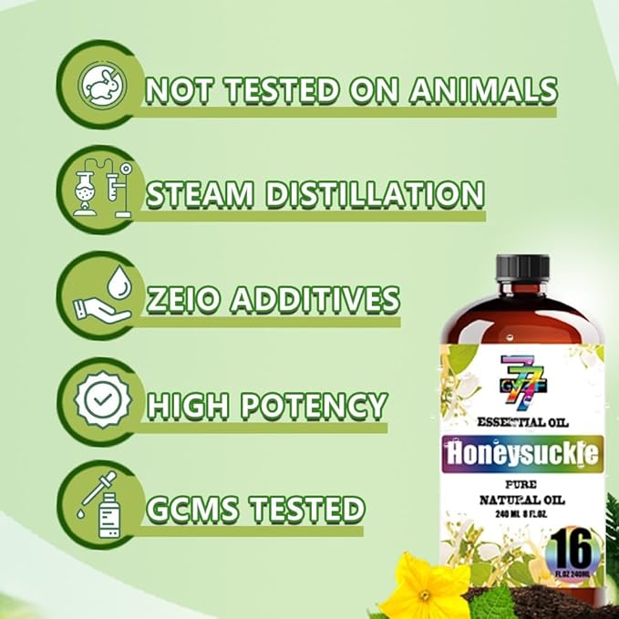 Honeysuckle Essential Oil - GV77ZF Honeysuckle Oils for Diffusers, Humidifiers, DIY Candles, Soap, Cleaning, Home, Office, Yoga, Massage, Gifts - 16 fl oz (480 ml)