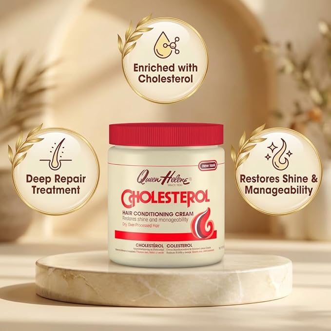 Queen Helene Cholesterol Hair Conditioning Cream – Deep Repair Treatment for Dry, Damaged & Chemically Treated Hair | Moisture-Restoring Mask | 15 oz Jar | Deep Moisture