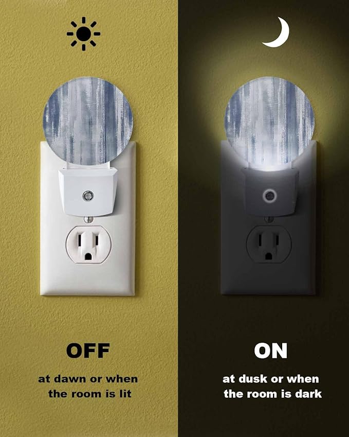 Night Lights Auto Sensor Blue Abstract Graffiti Night Light Art Painting Round Lamp Plug-in LED Nightlights Dusk to Dawn for Living Room Bedroom Bathroom Hallway Wall Decor