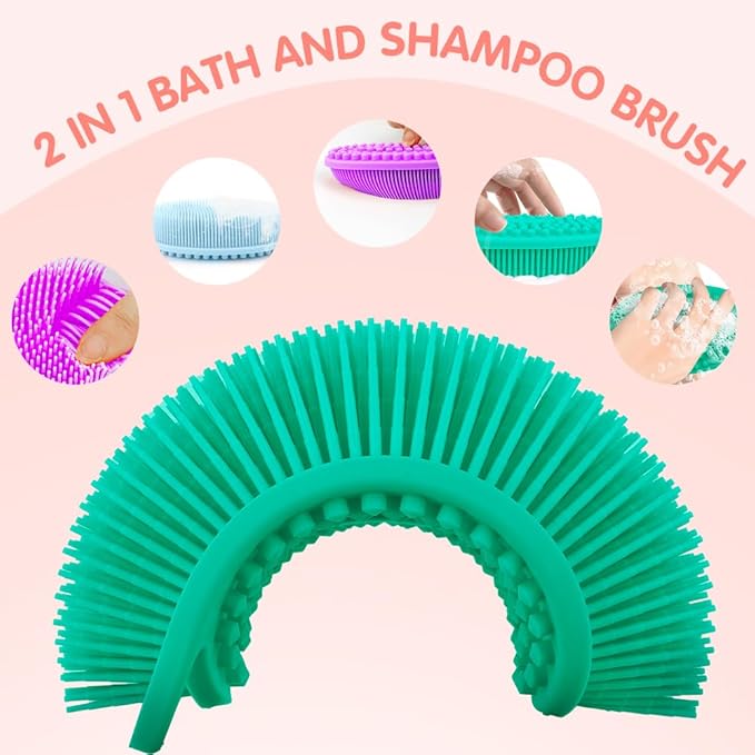 3 Pack Silicone Body Scrubber, Silicone Loofah Exfoliating Body Scrubber, Soft Silicones Body Brush Bath Shower Scrubber for Body, 2 in 1 Bath and Shampoo Wash Brush for Skin Exfoliation Men Women